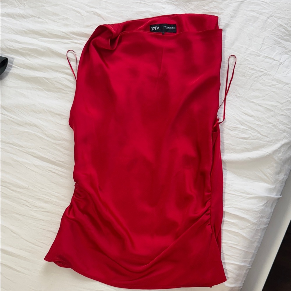 Zara Scarlet Satin Top